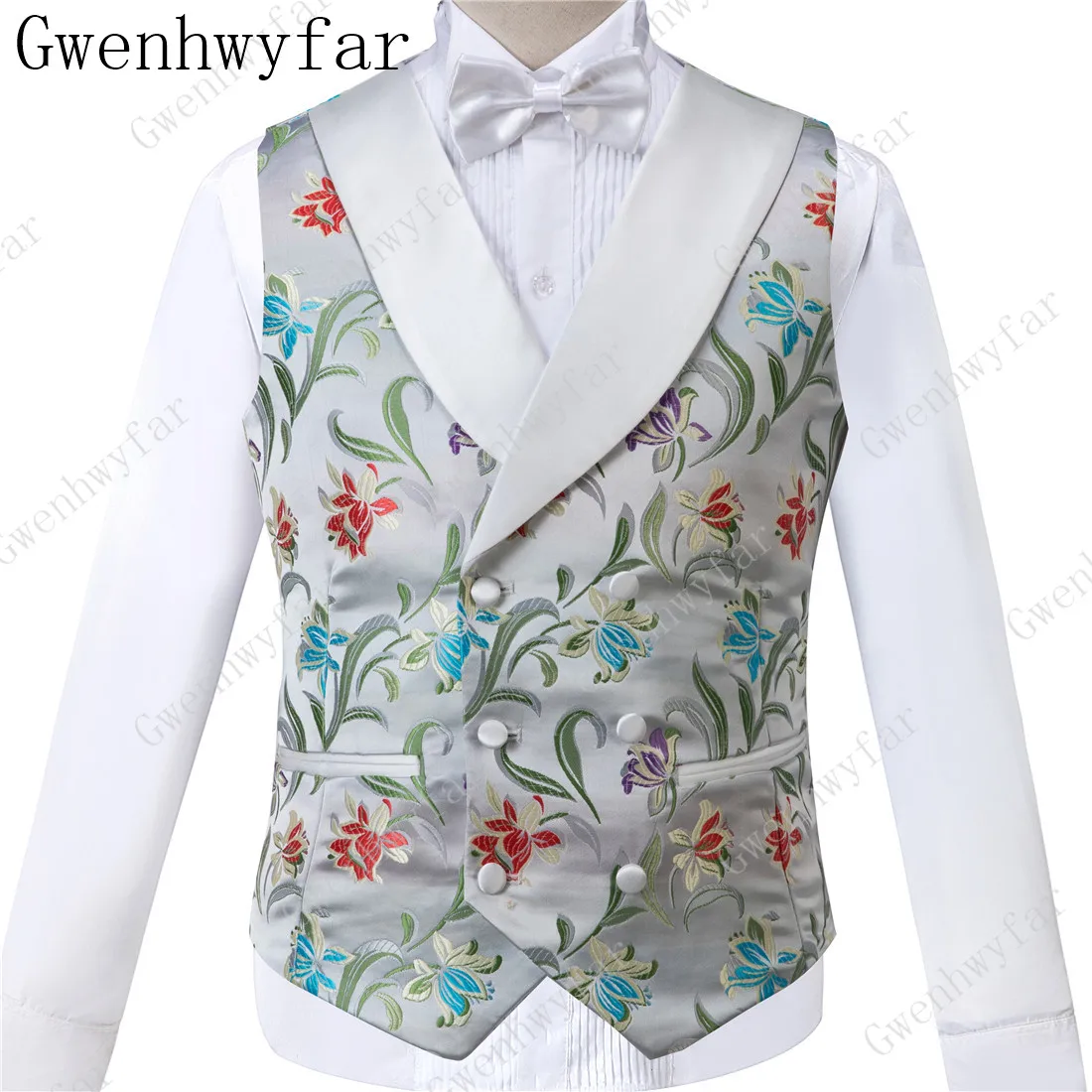 Великолепный летний костюм Gwenhwyfar 2019 белый с маленькими цветами красивый