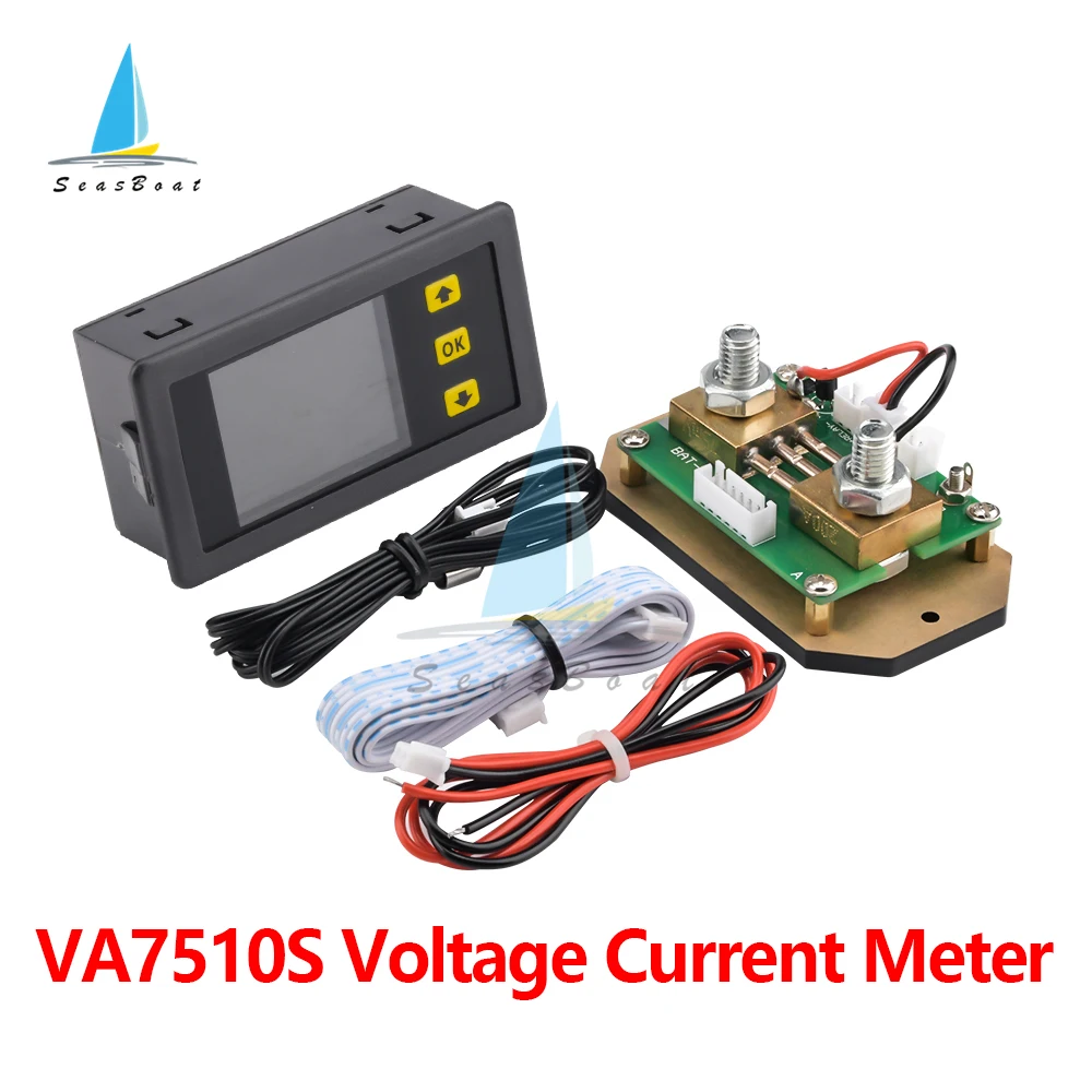 

VA7510S 1.8'' 100A/200A/300A/500A Color LCD Digital Voltmeter Ammeter Temperature Coulomb Capacity Power Meter Detector Tester