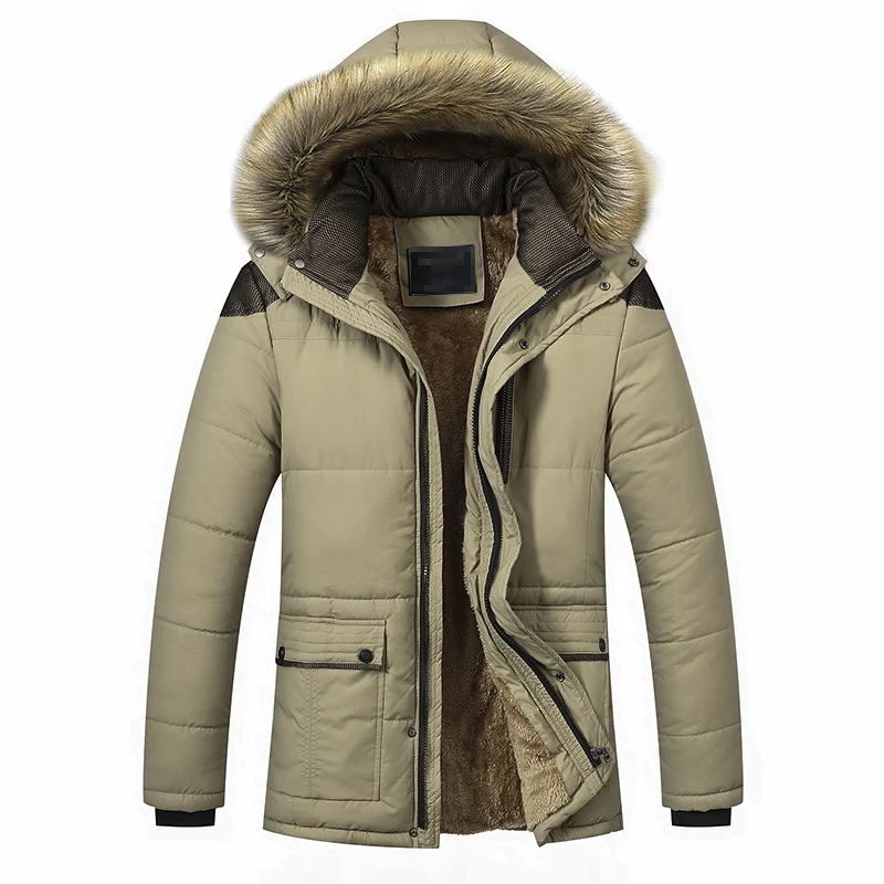 

Winter Male Middle-Aged And Young People Fatten Up Medium And Long Style Plush Thickened Cotton Padded Jacket Father'S Coat