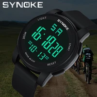 synoke mens electronic watch sports fashion luminous multi function led digital 3bar waterproof dual movement wristwatch