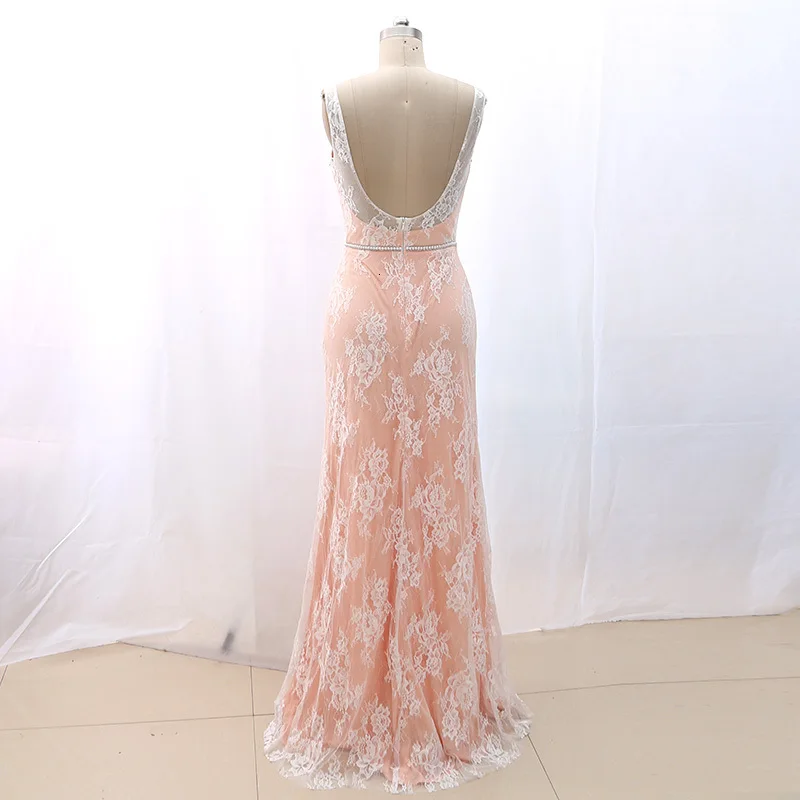 BacklakeGirls размера плюс Вечерние платья Русалка Тюль Кружева Сексуальный V образным