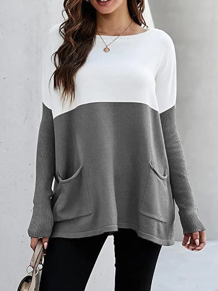 Женский свитер осенний Новый стиль белый вязаный пуловер абрикосового цвета с