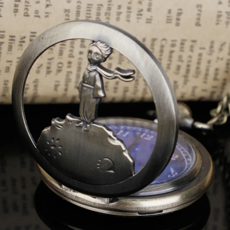 Best Selling Classic Retro Little Prince Magic Movie Themed Quartz Pocket Watch Fob Chain Children's Best Holiday Gift Clock