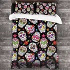 Комплект постельного белья с рисунком черепа на Хэллоуин, пододеяльник, наволочки, одеяло, Комплект постельного белья