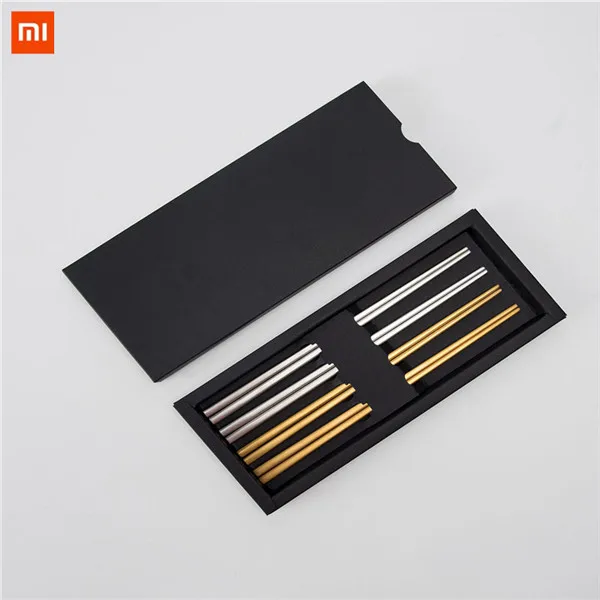 Xiaomi 4 шт. Высокое качество палочки для еды 304 нержавеющая сталь Палочки для еды китайские палочки для еды культура Goldx2+ Silverx2