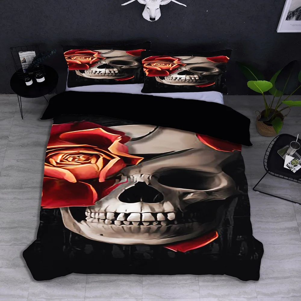 

Men HD Digital Print Sugar Skull Bedding Sets Duvet Cover+ Pillowcase 2/3pcs Customized bed set US/AU/EU size 11 Size 12 style
