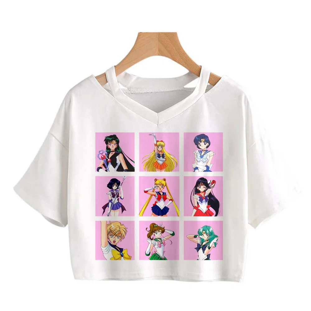 Футболка женская с милой луной свободный кроп-топ в стиле 90-х модная смешная