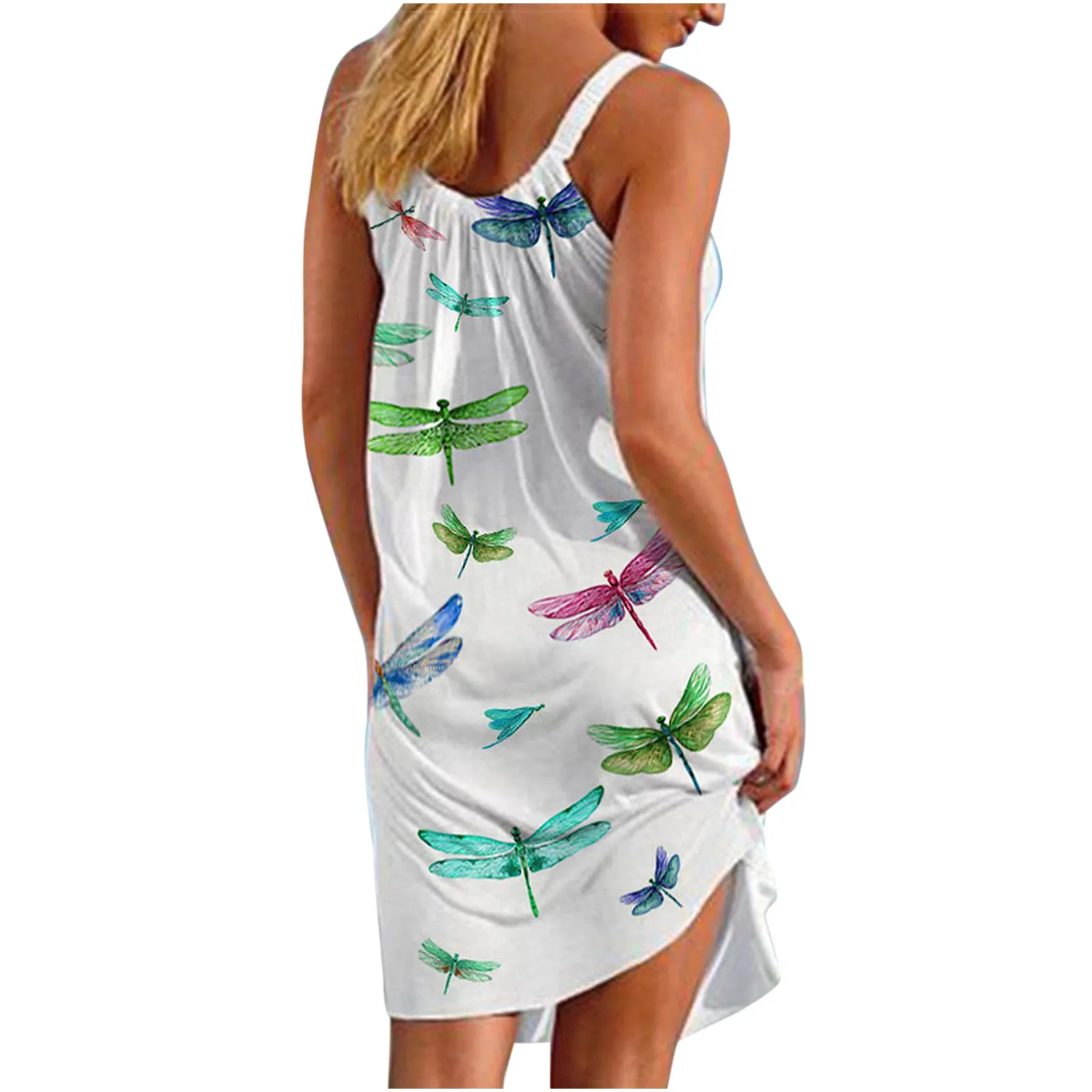 

Women's Dress Fashion Sexy Sleeveless Cute Cartoon Print Hem Loose Beach Dress Ladies Plus Size Beach Dresses Vintage Vestidos