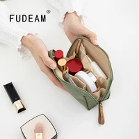fudeam solid polyester multifunction women mini cosmetic bag travel storage bag toiletries organize portable lipstick makeup bag