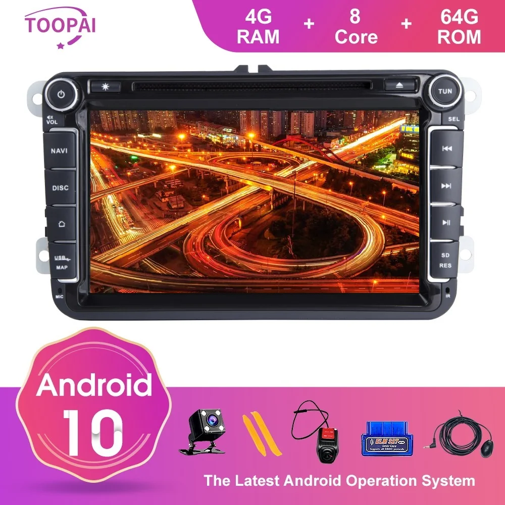 Автомобильный мультимедийный плеер TOOPAI на Android 10 с GPS DVD CD для