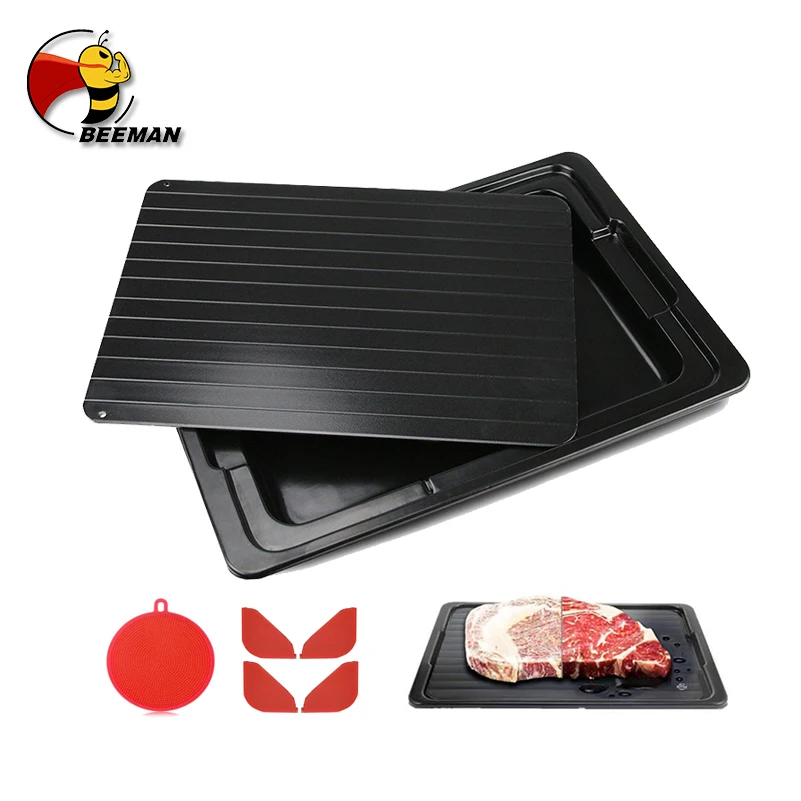Beeman Defrosting Tray with Drip Tray for Frozen Meat Rapid Thawing Plate for Fast Defrosting Frozen Food Meat Pork Beef Fish