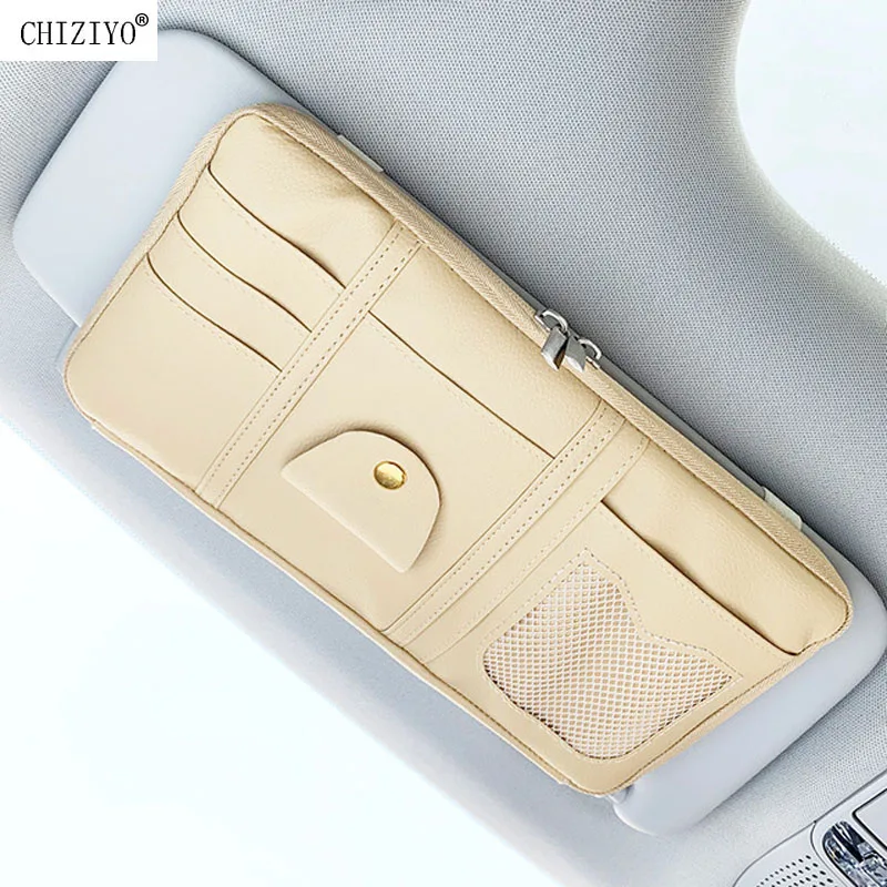 Автомобильный органайзер для солнцезащитных козырьков, держатель для хранения, зажим для солнцезащитных очков, карта, сумка для билета, чехол, Стайлинг автомобиля