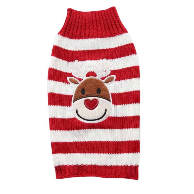 

Pet Dog Sweater Pet Clothes Puppy Cat Winter Warm Clothes Turtleneck Christmas Reindeer Pattern For Small Dogs
