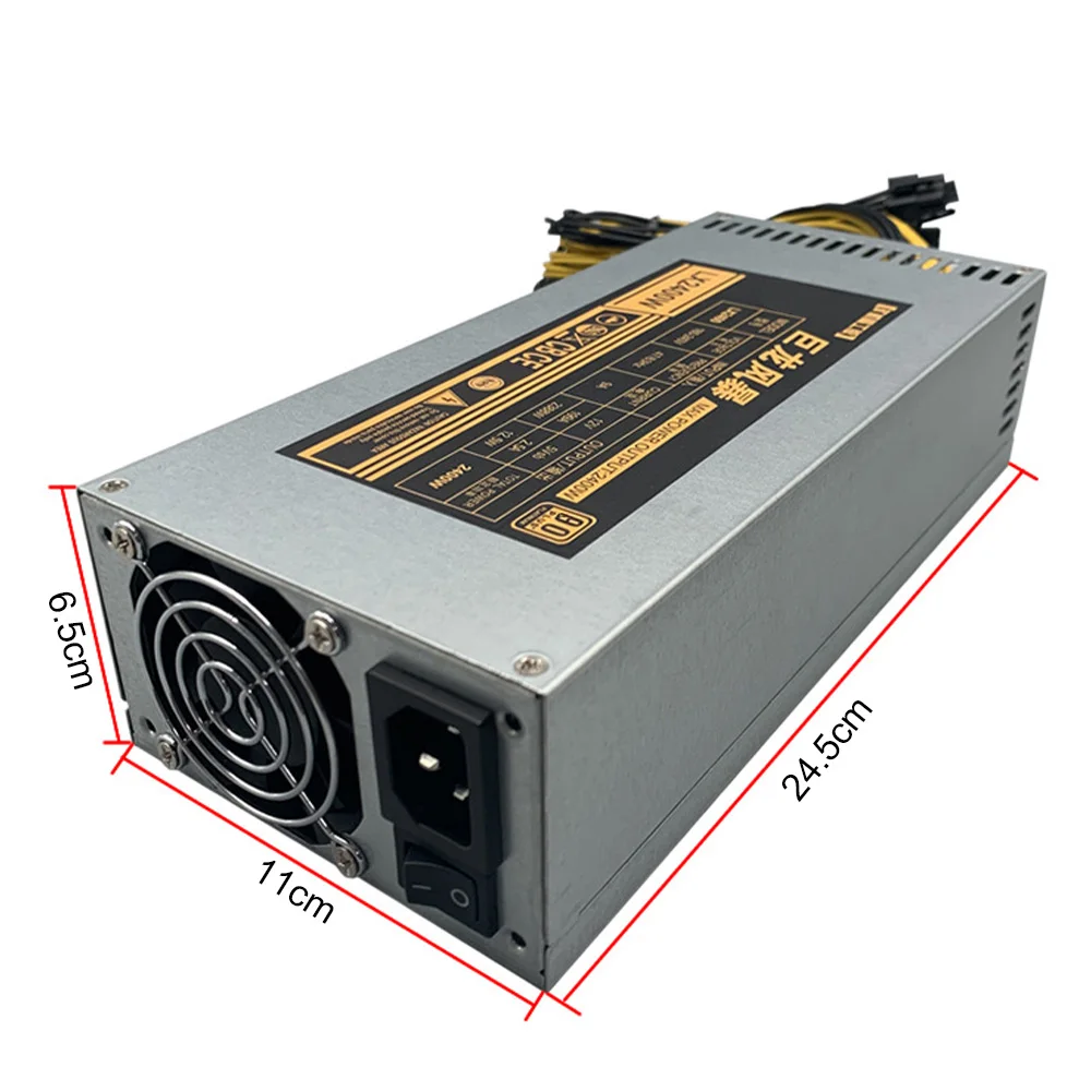 

2000W ATX ETH Mining Machine Power Supply Input 10x6pin 95% Efficiency Support Multi-Channel 8 Display Cards GPU Max for Bitcoin