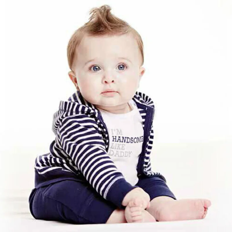 

Baby boy girl clothes bebes 3pcs clothing set romper toddler bodysuit long sleeve hoodies children pant trousers clothes suits