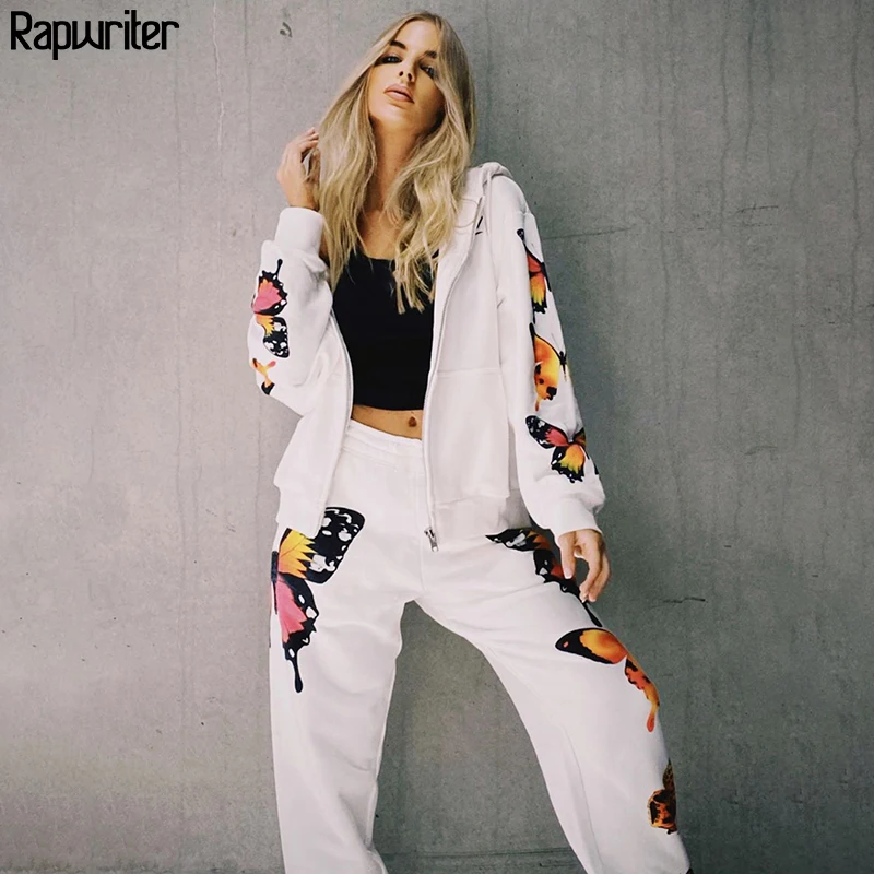 Брюки спортивные женские с принтом бабочки уличная одежда свободные штаны