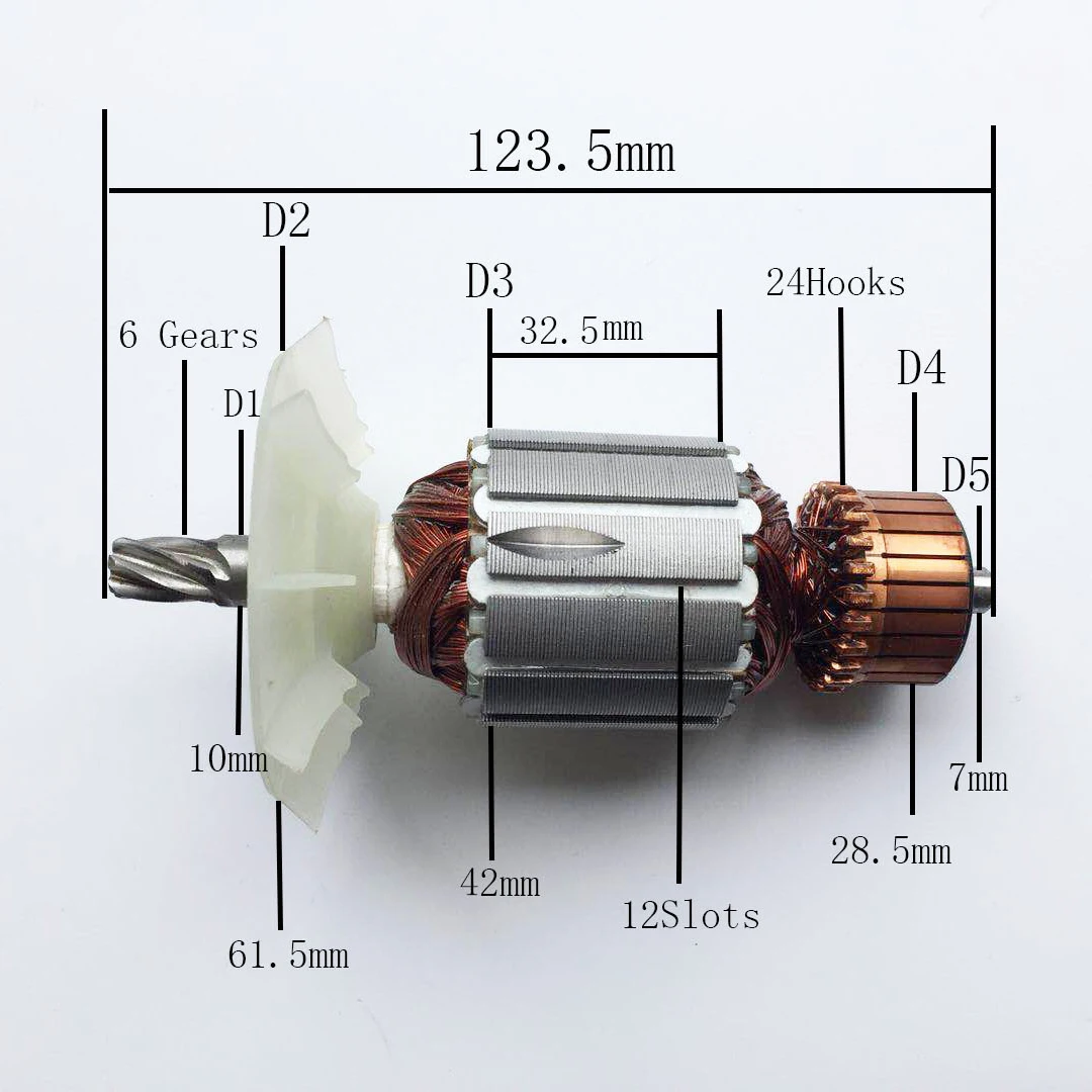 

AC220-230V Armature Rotor Anchor Replace for Hilti TE-15 TE15-C 6teeth Rotor Power Tool Accessories