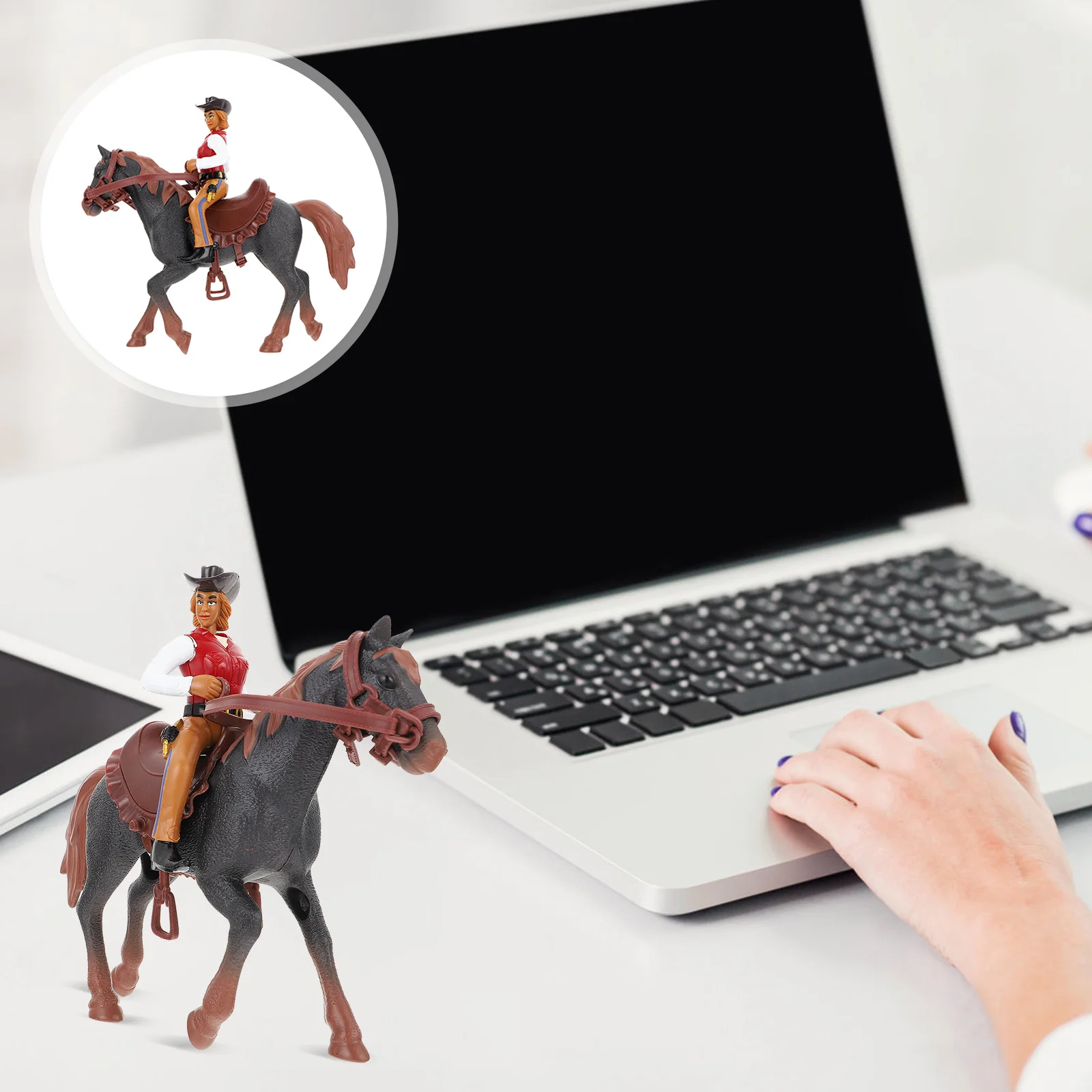 

1 Set of Desktop Horse Decor Vivid Cowboy Model Decorative Horse Model