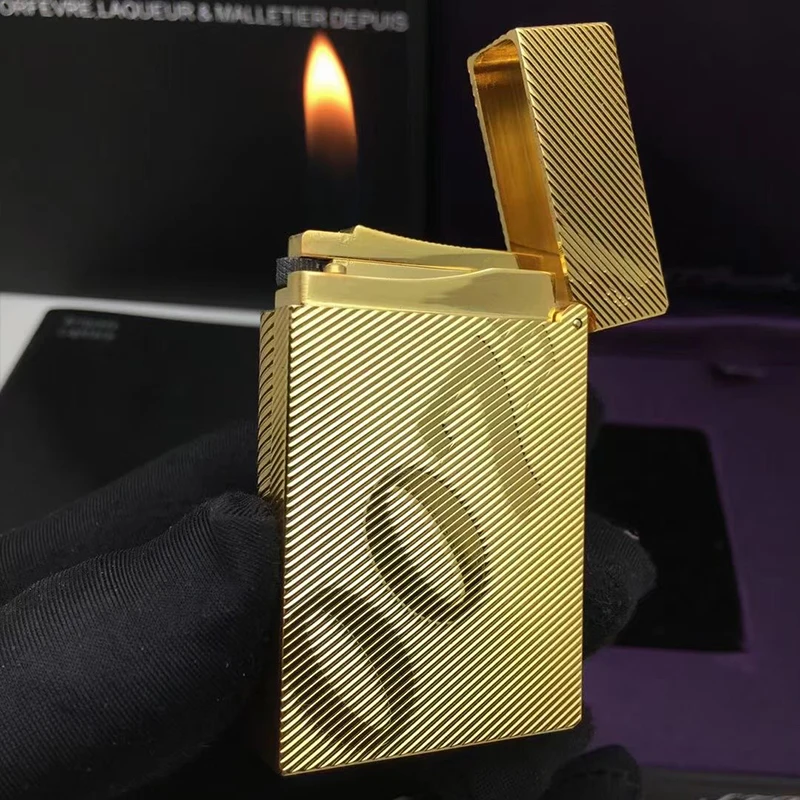 

100% New vintage dupont bright sound gas lighter windproof copper body for cigarette