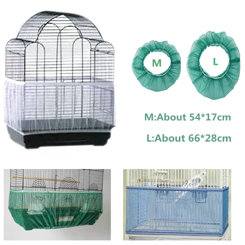 

Easy Cleaning Bird Cage Covers Free shipping Mesh Seed Catcher Guard Bird Cage Net Shell Skirt Dust-proof Mesh Parrot Cage Cover