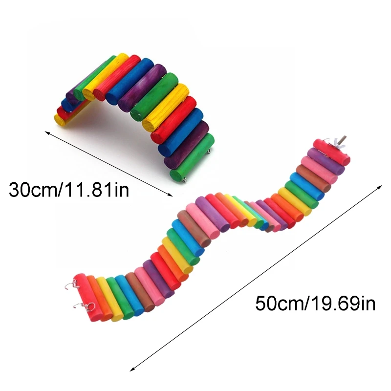 

2 Pcs Parrot Hamster Colored Round Wooden Boardwalk Climbing Bird Toy Standing Bar Climbing Training Twig Wood Hanging