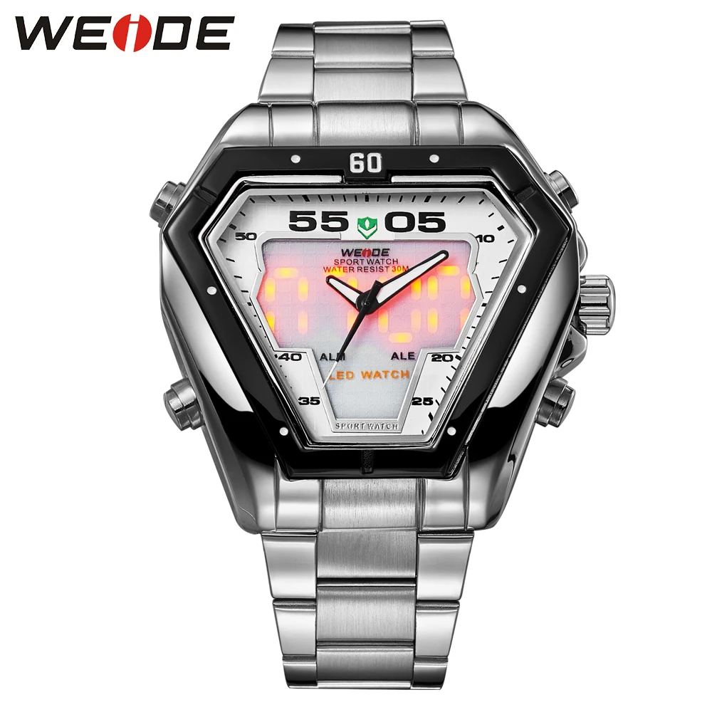 WEIDE мужские модные роскошные кварцевые часы с ремешком из нержавеющей стали