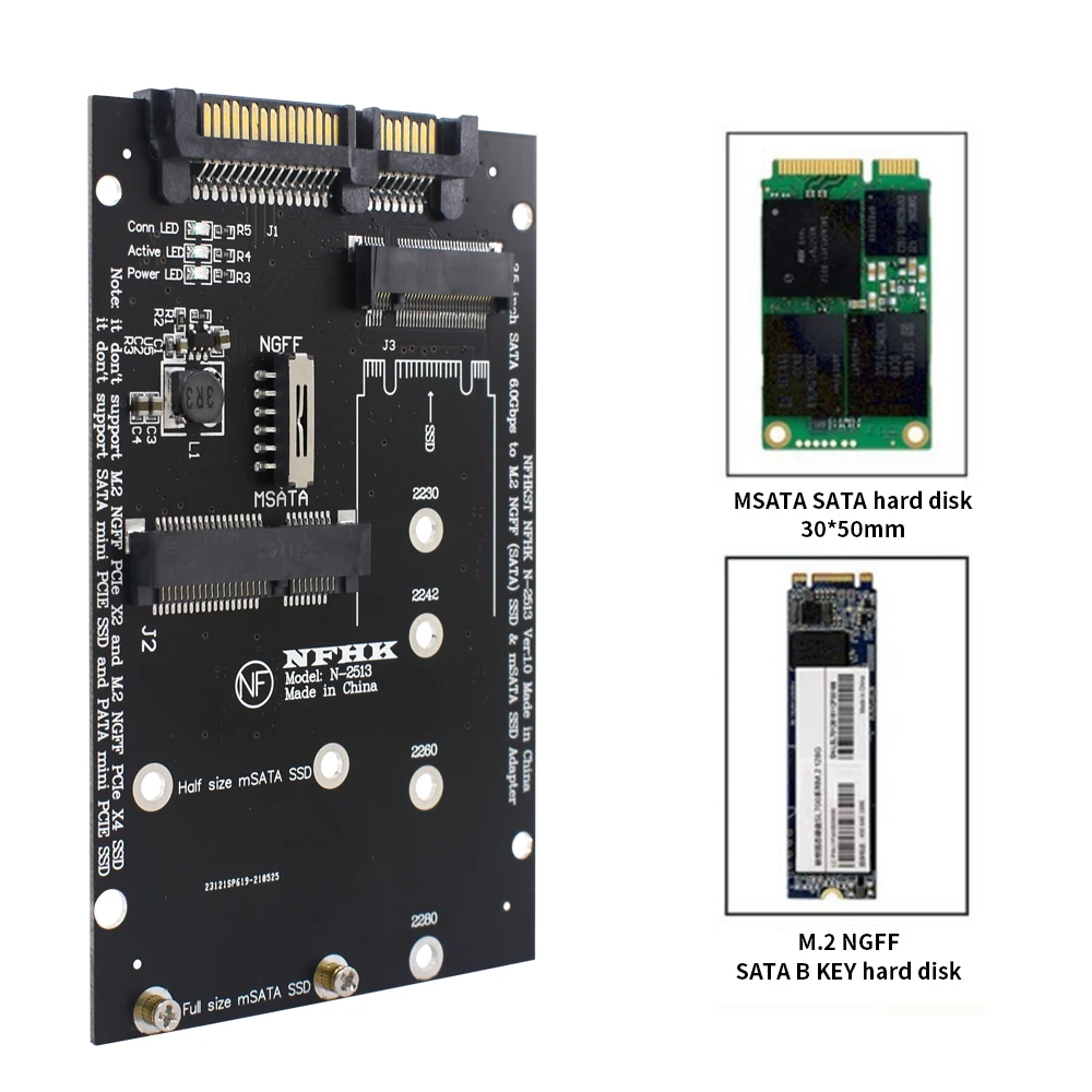 Адаптер TISHRIC M.2 NGFF Msata SSD на SATA 3 0 2 5 M2 PCI преобразователь переходная карта для ПК