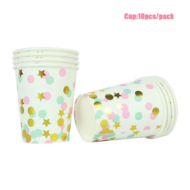 Colorful Cup LINVIERLOVE розовый Золотой горошек одноразовая посуда бумажные чашки пластины салфетки для дня рождения, Свадьбы вечерние украшения поставки - Цвет: Colorful Cup