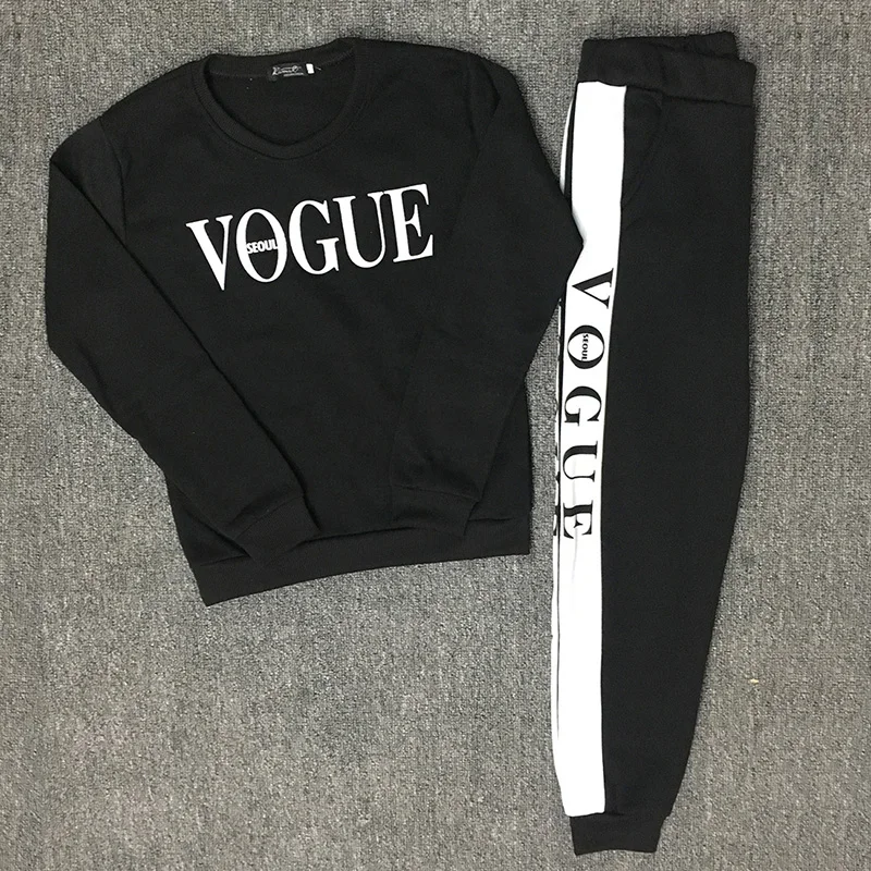 

2021 Women's New Autumn Fashion Letter Printing Round Neck Women's Top Sweater + Casual Pants Two-Piece Sportswear Women's