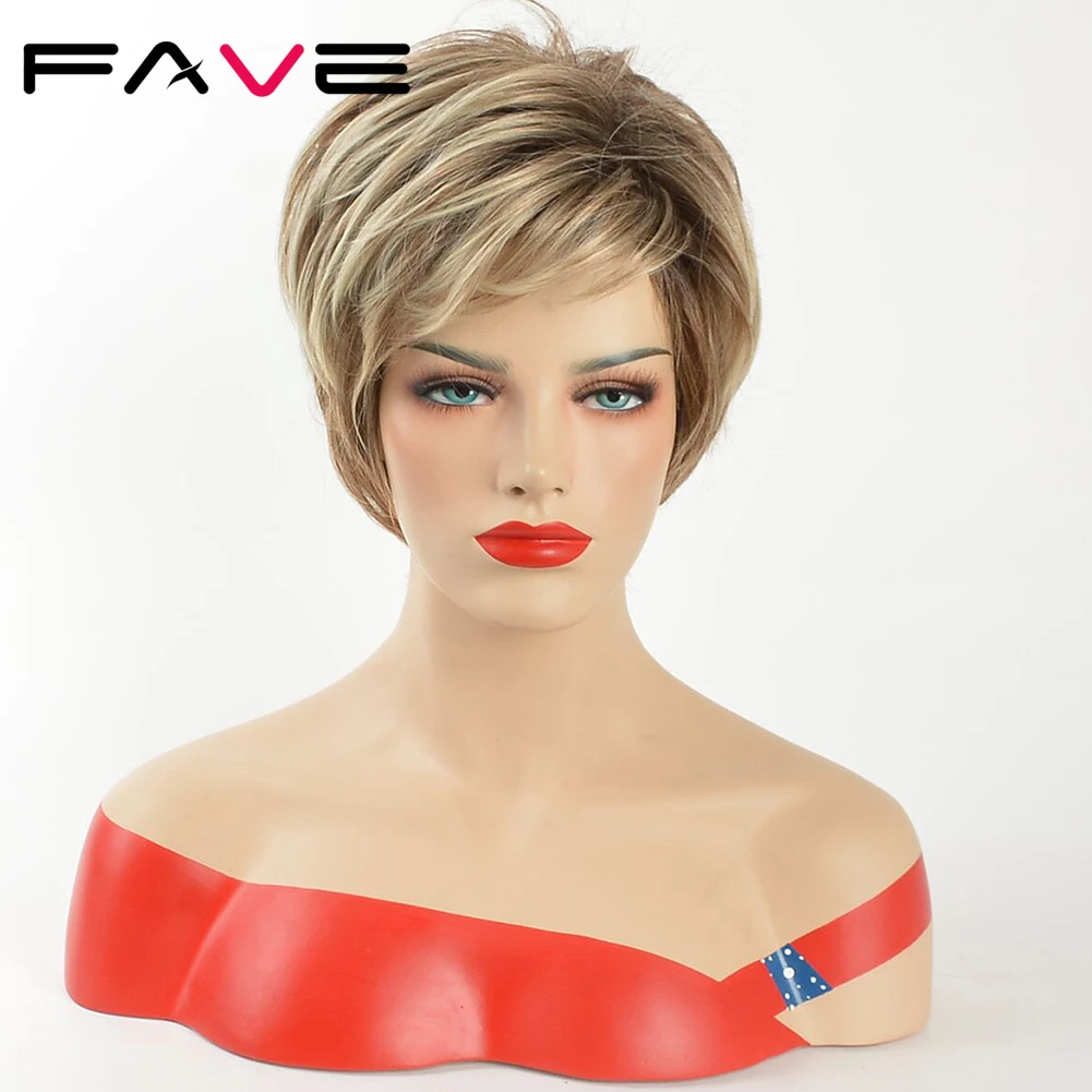 FAVE коричневый смешанный светлый цвет короткий слой натуральные вьющиеся с