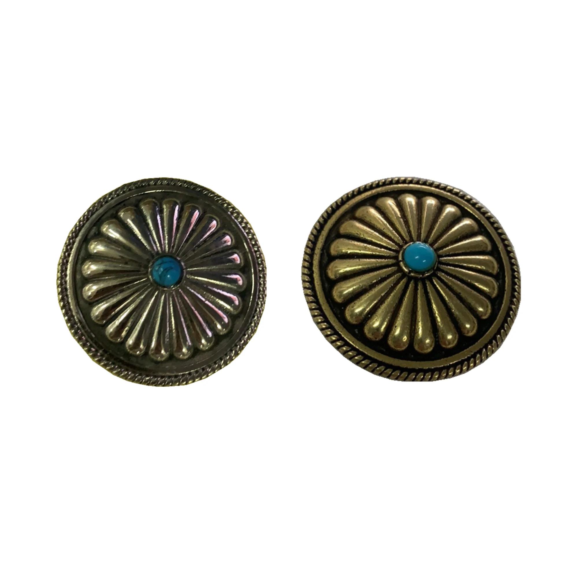 

Solid Brass Flower Turquoise Conchos,Daisy Conchos Snap,Screw Back