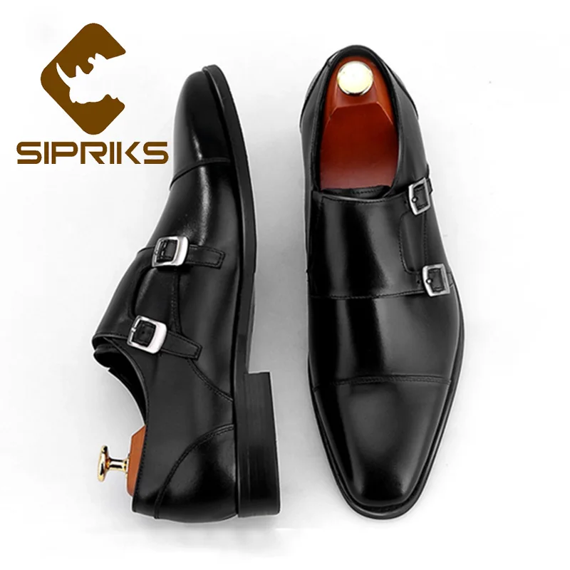 Мужские классические деловые туфли Sipriks из натуральной кожи темно-синего цвета с
