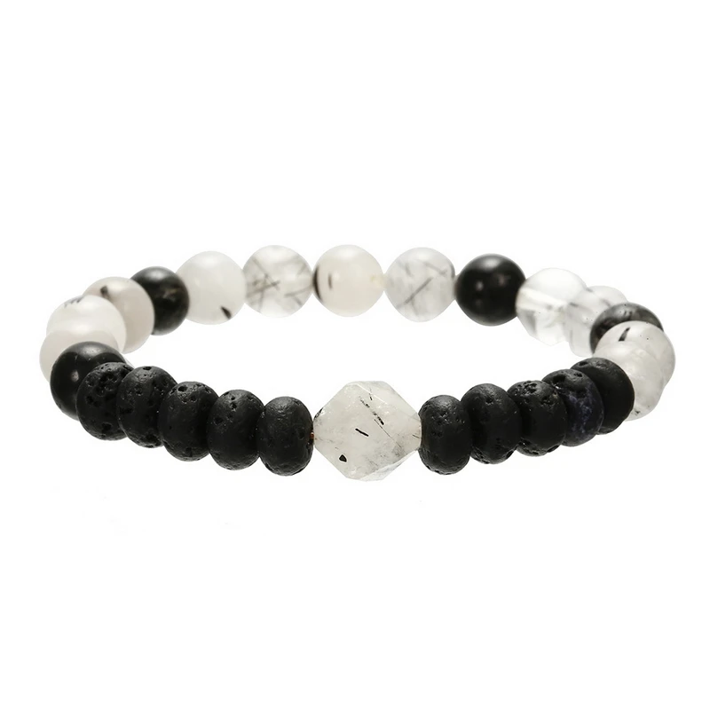 Роскошный драгоценный камень Аметистовые бусины черный кварц рутилированные