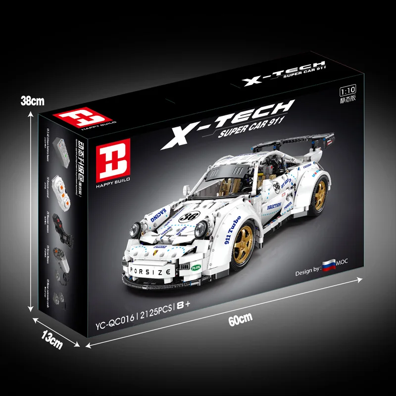 

2125pcs Happy Build City Sports Car 911 Widebody Technic Blocks Speed Champions Model Toy Gifts For Children