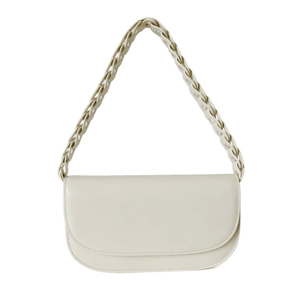

2021 Spring and Summer New Twist Hollow Woven Genuine Leather Baguette Bag Underarm Bags Simple Messenger Handbags Woman Bags
