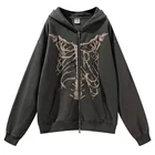 Винтажная Толстовка большого размера в стиле Харадзюку Y2K в стиле панк, свитшот с длинным рукавом и принтом в виде гранж-черепа для E-girl в готическом стиле, Женская куртка