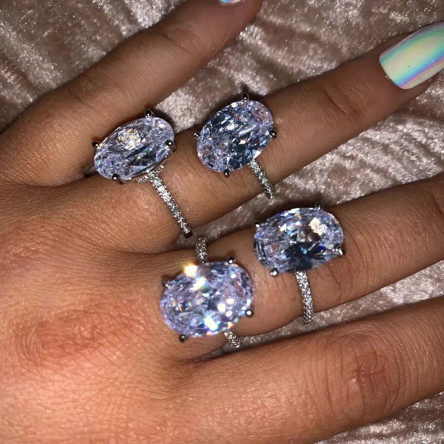 Серебряный цвет обручальное кольцо для женщин 5A фианит овальной формы cz