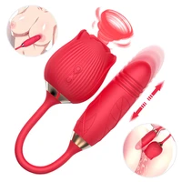 rose vibrator 2 end 10 frequency vibration clit sucking telescopic vibrator waterproof magnetic charging sex toys for women