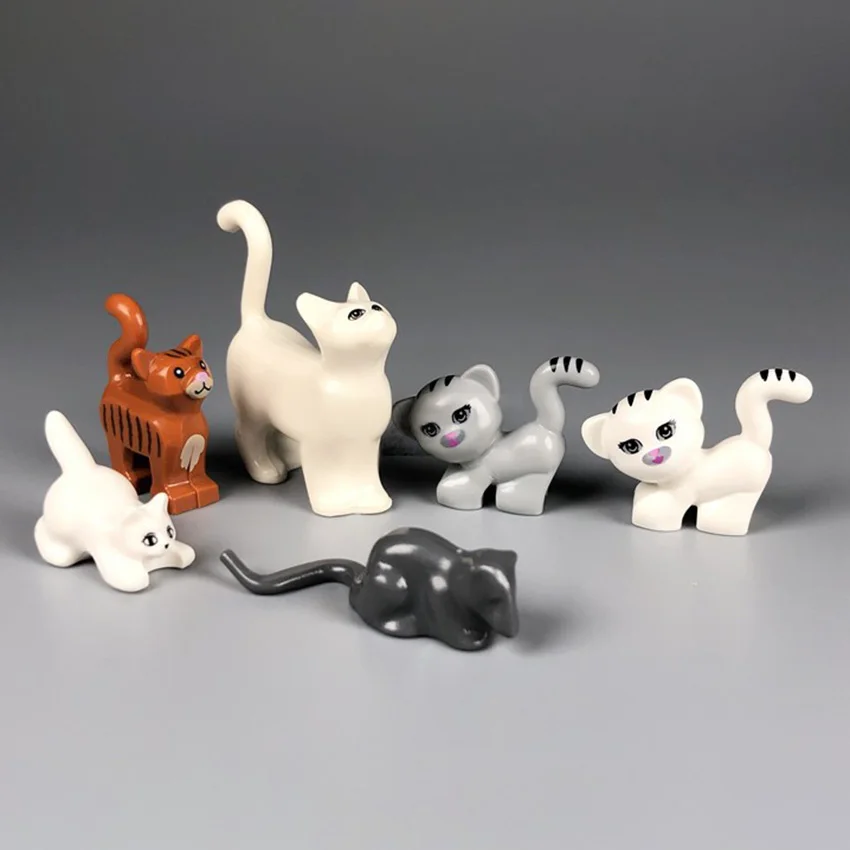 5 шт./компл. MOC аксессуары для животных зоопарк домашняя кошка строительные блоки