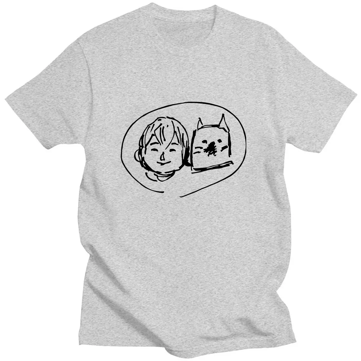 

Anime T Shirt for Couples Summer Japanese Simple Cartoon Print Cotton Short Sleeve Loose Casual Tops