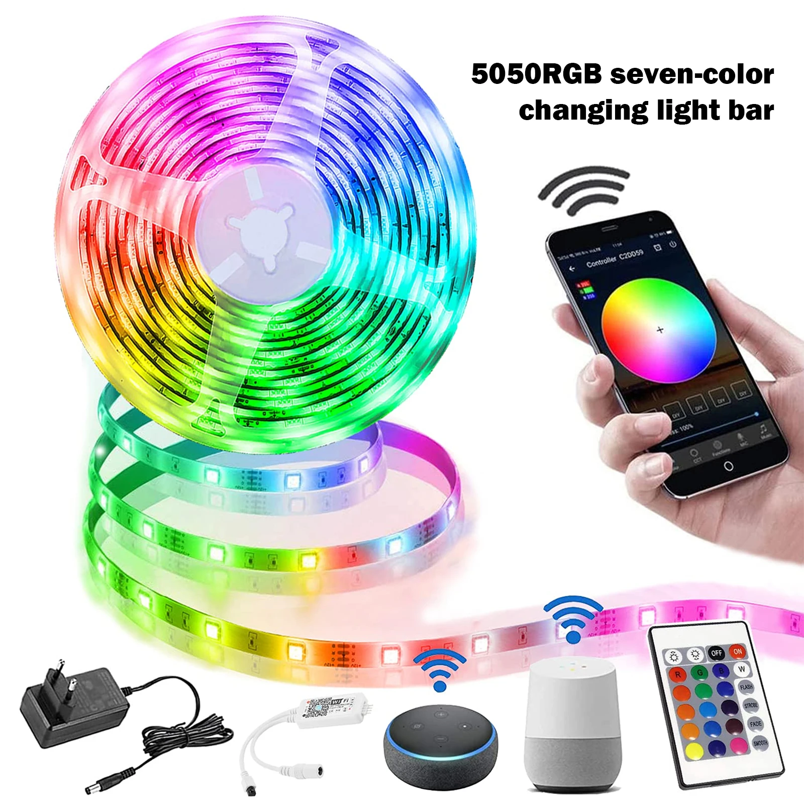 

Strip Lights Controllable Via Remote Control WiFi 5050 RGB LED Lights Tape WIFI Remote Felixable Home Decoration