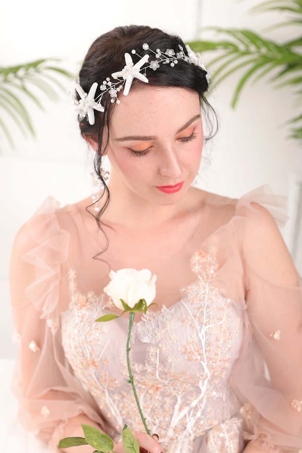 Женская Свадебная вуалетка обруч для волос с цветами и жемчугом | Свадьбы