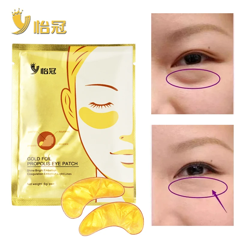 

10Pcs=5Packs 24k Gold Crystal Collagen Eye Mask Anti Aging/Dark Circles/Puffiness Moisturizing Eye Masks Colageno Gel Eye Pads