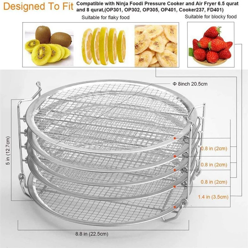 for Dehydrator Stand Grill Air Fryer with Five Stackable Layers Food Grade Rack Stainless Steel Acce | Бытовая техника