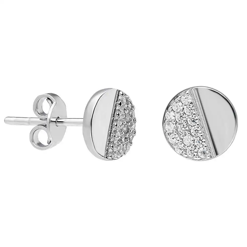 

Zircon Cubic Zirconia Circle Design 925 Sterling Silver Earrings