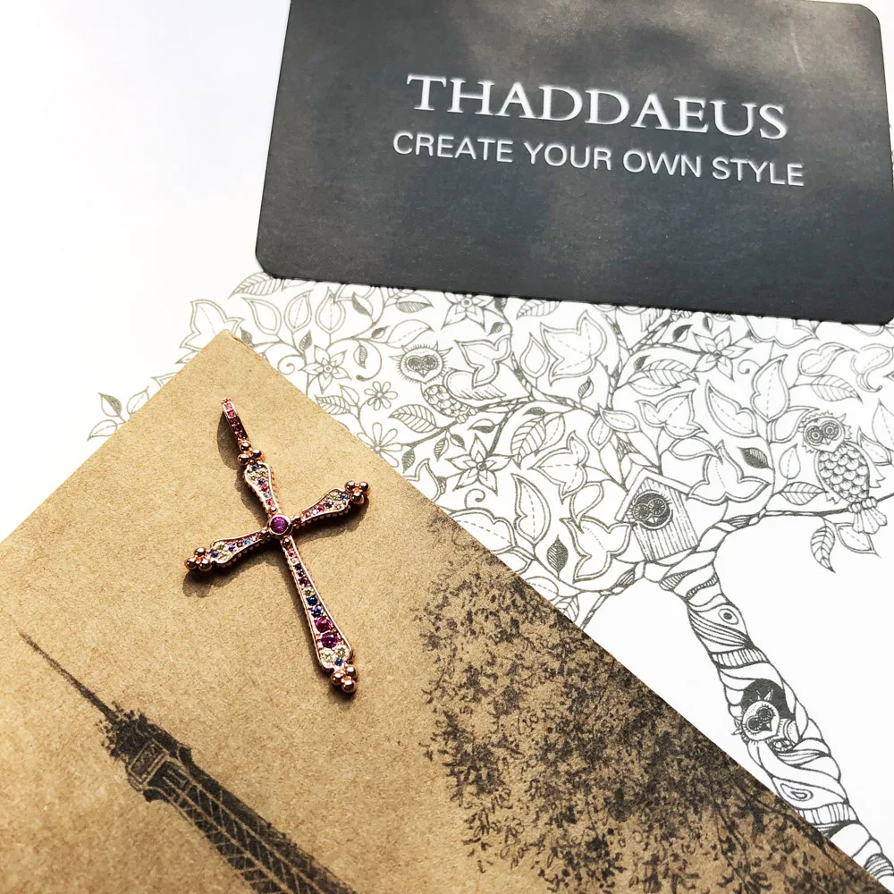 Pendant Royalty Cross, Spring Fashion Bohemia Jewelry Thomas Style Bijoux Necklace Rose Gold Color Gift For Ts Soul Woman