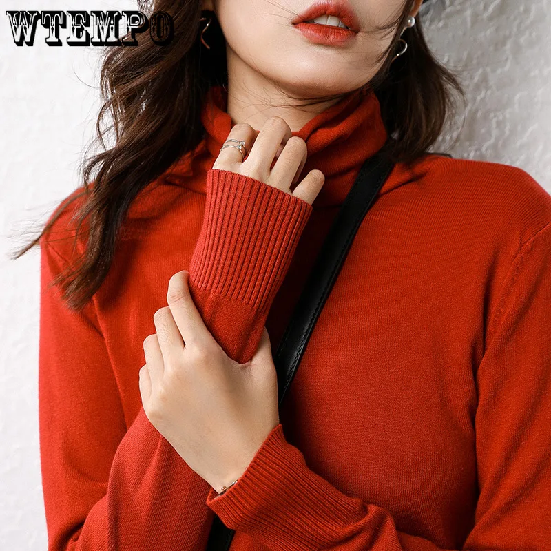 

Autumn Winter Thick Sweater Women Knitted Ribbed Pullover Sweater Long Sleeve Turtleneck Slim Jumper Soft Warm Pullover