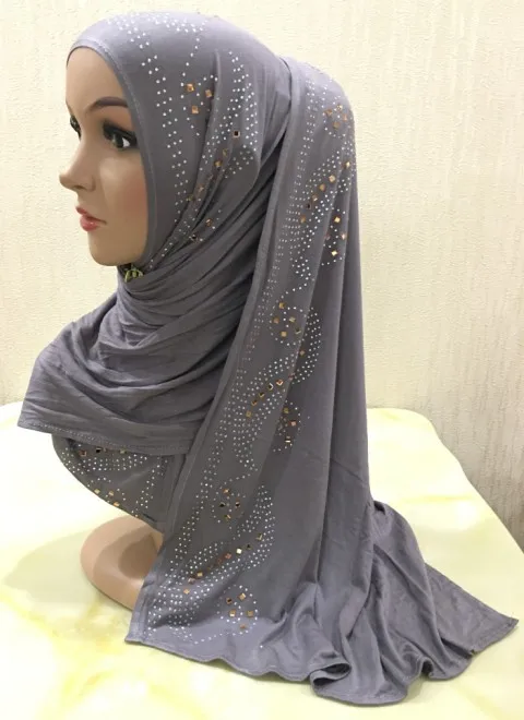 Женское однотонное Джерси повязка на голову хиджаб сплошной цвет горячее