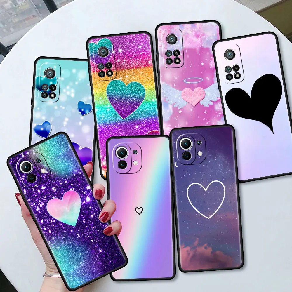 

Phone Capa for Xiaomi Poco X3 NFC M3 Soft Case for Mi 11 11T 10T Pro 9T CC9 Note 10 A2 Lite Tpu Funda Color Heart Pattern