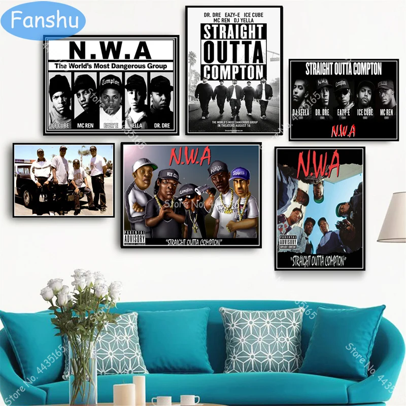 Плакат N.W.A Ice Cube Dr.Dre Eazy E Старая школа настенная Картина на холсте плакаты и принты
